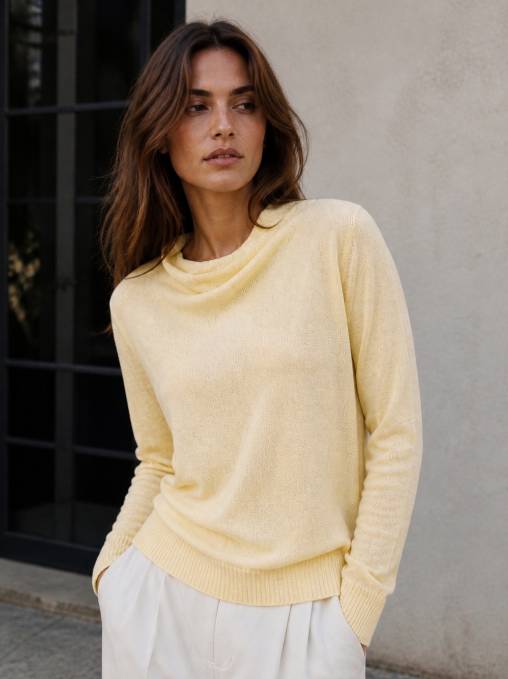 Jacob Butter Yellow Lightweight Sweater XL | Soft Knit Long Sleeve Top